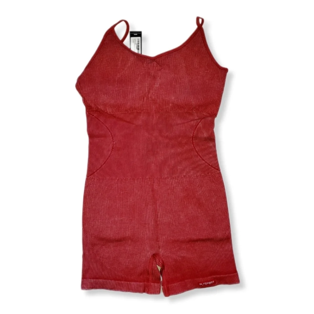 NWT PrettyLittleThing Red Acid Wash Seamless Gym Unitard Sz XXL